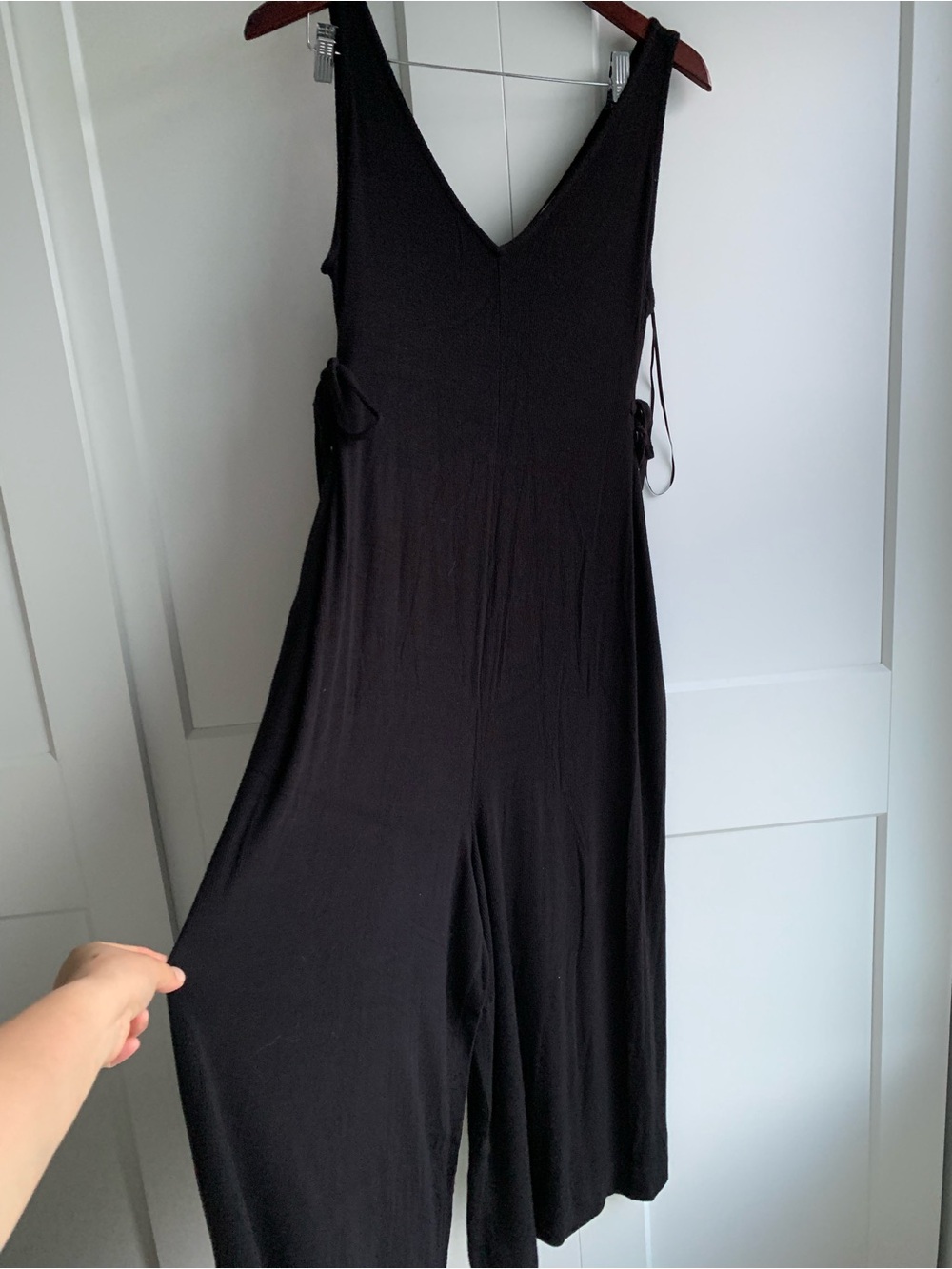 Anthropologie V-Neck Jumpsuit Sat/Sun ribbed knit Wide-Leg Sleeveless L